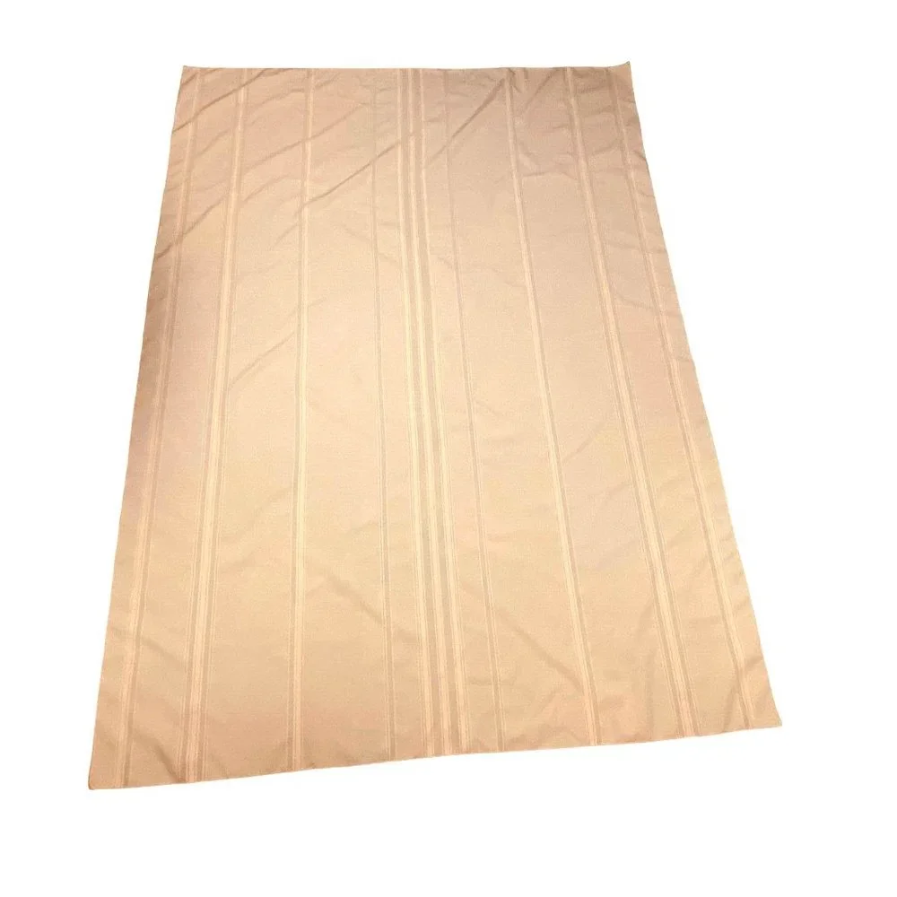 Vintage Tablecloth Table Cover Pink Peach Polyester Blend Vertical Bands Pattern